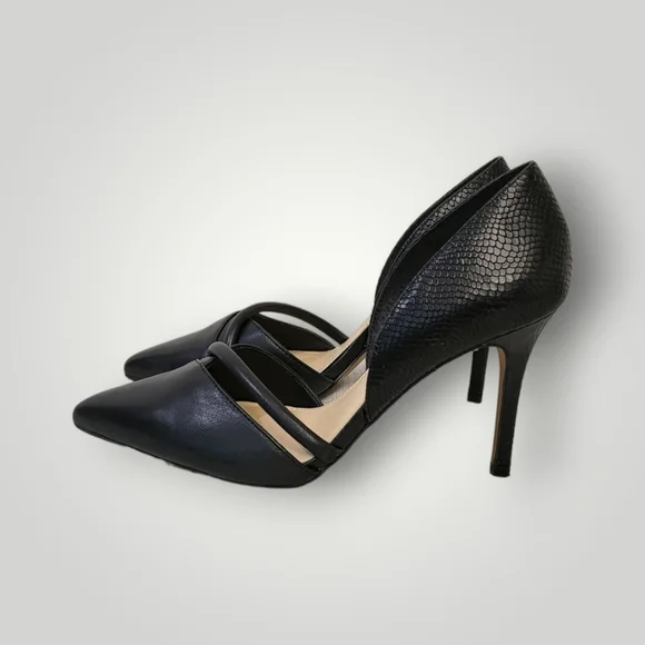 VINCE Camuto Shoes Size 6.5M Black Heels Classic Adeilia Leather Upper - Picture 3 of 9